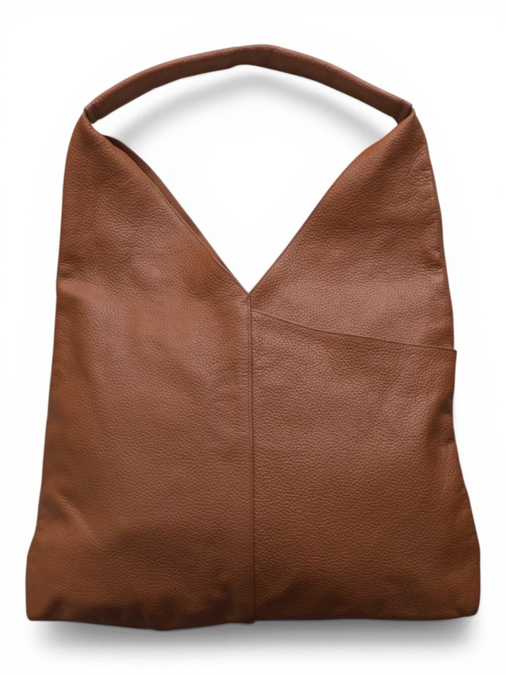 Brix + Bailey Cognac Pebbled Leather Hobo Tote Large Soft Shoulder Bag